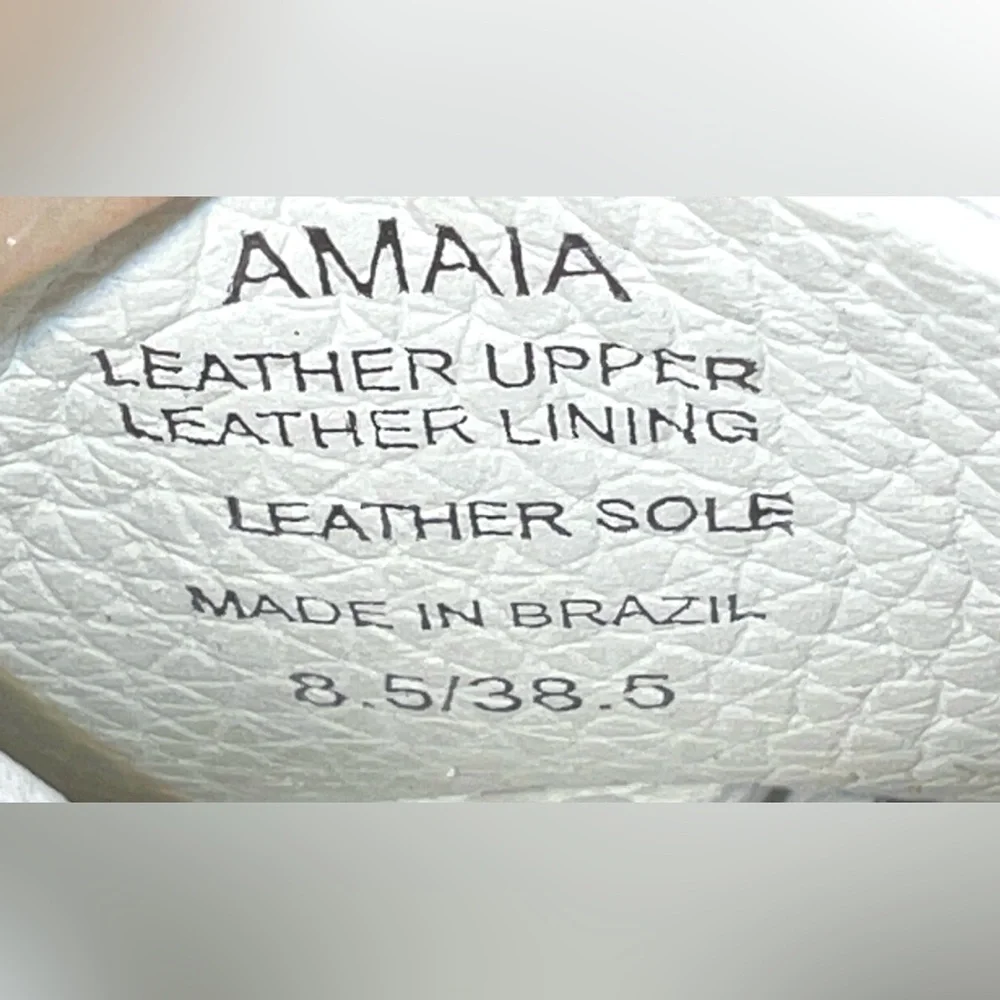 Mercedes Castillo Amaia‎ White Pebbled Leather Open Toe Flats Size 8.5